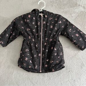 Penelope Mack Ltd Jacket Girls 24M Full Zip Hooded Floral Print‎ Winter Black